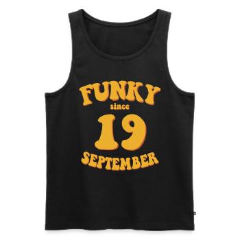 Funky Anniversaire: Septembre 2019 - Flower Power - Débardeur bio Premium Homme - noir - Devant - Michal (187cm)