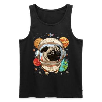 Galaxy Astronaut Dogs Gift Space Pug - Men's Premium Organic Tank Top - black - Front - Michal (187cm)