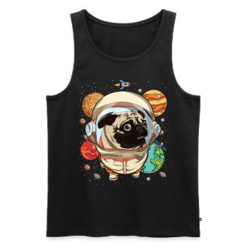 Universe Dogs Gift Space Astronaut Pug - Men's Premium Organic Tank Top - black - Front - Michal (187cm)