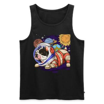 Astronaut Hunde Geschenk Englische Bulldogge - Männer Premium Bio Tank Top - Schwarz - Vorne - Michal (187cm)