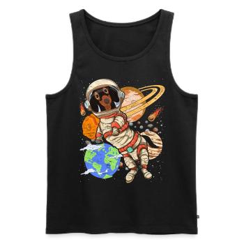 Galaxy Astronaut Dogs Gift Space Teckel - Débardeur bio Premium Homme - noir - Devant - Michal (187cm)