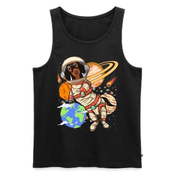 Univers Chiens Cadeau Espace Astronaute Dachshund - Débardeur bio Premium Homme - noir - Devant - Michal (187cm)