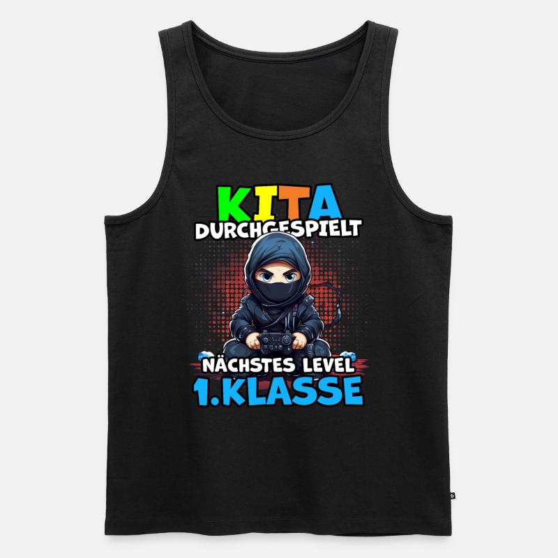 Einschulung Ninja-Krieger Videogamer Schulanfang - Männer Premium Bio Tank Top - Schwarz