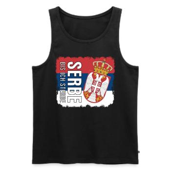 serbische Flagge Serbien Spruch Serbe - Männer Premium Bio Tank Top - Schwarz - Vorne - Michal (187cm)