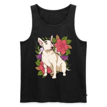 Hundeliebhaber Geschenk Blumen Hunde Bull Terrier - Männer Premium Bio Tank Top - Schwarz - Vorne - Michal (187cm)