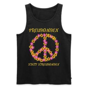 Pacifism: Freu bombs instead of cluster bombs - Men's Premium Organic Tank Top - black - Front - AI Model Male 178 light (178cm)