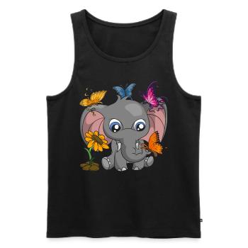 Niedliches Zoo Tier Geschenk Schmetterling Elefant - Männer Premium Bio Tank Top - Schwarz - Vorne - Michal (187cm)