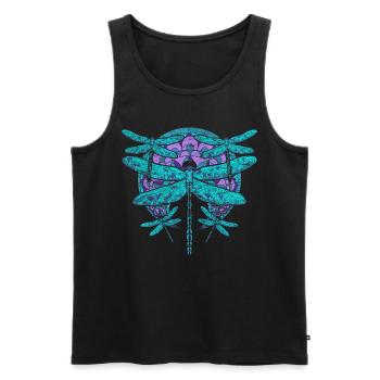 Animal Lover Cadeau Pretty Mandala Dragonfly - Débardeur bio Premium Homme - noir - Devant - Michal (187cm)