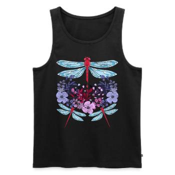 Insect Lover Gift Pretty Flowers Dragonfly - Men's Premium Organic Tank Top - black - Front - Michal (187cm)