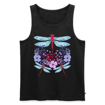 Insekten Liebhaber Geschenk Buntes Blumen Libelle - Männer Premium Bio Tank Top - Schwarz - Vorne - Michal (187cm)