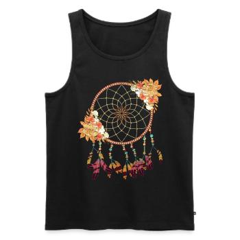 Plumes Bijoux Hippie Fleurs Cadeau Capteur de rêves - Débardeur bio Premium Homme - noir - Devant - Michal (187cm)