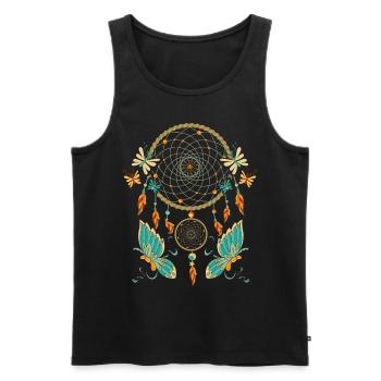 Butterfly Feathers Hippie Gift Dream Catcher - Men's Premium Organic Tank Top - black - Front - AI Model Male 178 light (178cm)