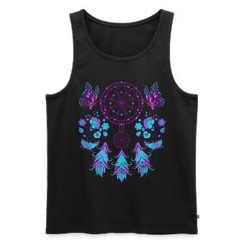 Butterfly Feather Bijoux Hippie Dream Catcher - Débardeur bio Premium Homme - noir - Devant - AI Model Male 178 light (178cm)