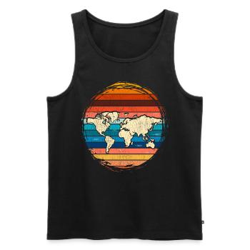 Landkarte Welt Reisen Geschenk Retro Weltkarte - Männer Premium Bio Tank Top - Schwarz - Vorne - Michal (187cm)