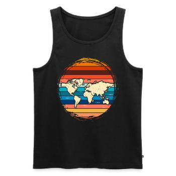 Retro Weltkarte - Männer Premium Bio Tank Top - Schwarz - Vorne - Michal (187cm)
