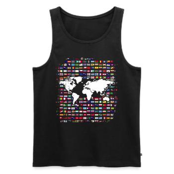 Map Flags Travel Gift World Map - Men's Premium Organic Tank Top - black - Front - Michal (187cm)