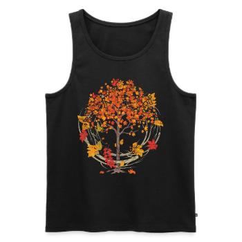 Feuillage coloré Forêt Arbre Feuillus Feuilles Mortes Cadeau Automne - Débardeur bio Premium Homme - noir - Devant - AI Model Male 178 light (178cm)