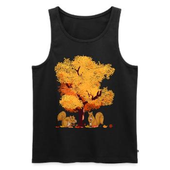 Arbre coloré feuillus feuilles feuillues feuillage cadeau automne - Débardeur bio Premium Homme - noir - Devant - AI Model Male 178 light (178cm)