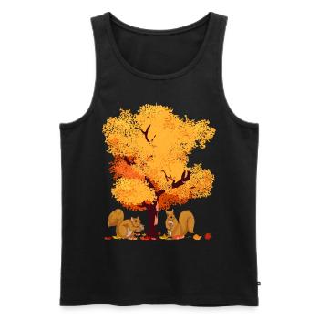 Farbenfrohes Laub Wald Baum Geschenk Herbst - Männer Premium Bio Tank Top - Schwarz - Vorne - Michal (187cm)