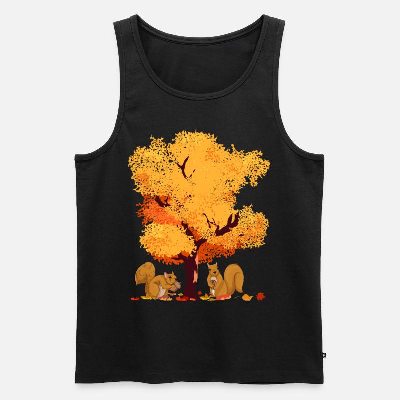 Farbenfrohes Laub Wald Baum Geschenk Herbst - Männer Premium Bio Tank Top - Schwarz