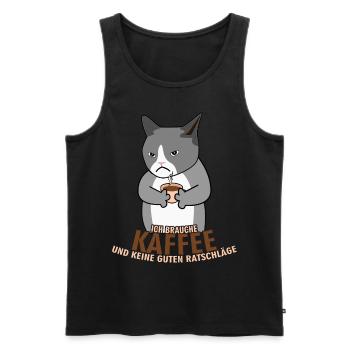 Morgenmuffel Kaffee Katze Kaffeetrinker - Männer Premium Bio Tank Top - Schwarz - Vorne - Michal (187cm)