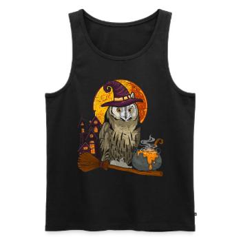 Witch Hat Wise Bird Gift Halloween Owl - Men's Premium Organic Tank Top - black - Front - AI Model Male 178 light (178cm)