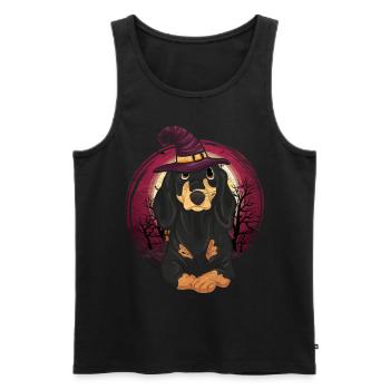 Chien effrayant Cadeau Chapeau de sorcière Halloween Teckel - Débardeur bio Premium Homme - noir - Devant - Michal (187cm)