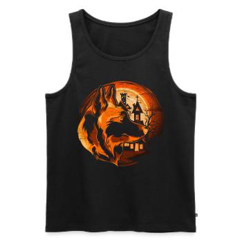 Moon Dog Cadeau Halloween Berger Allemand - Débardeur bio Premium Homme - noir - Devant - Michal (187cm)
