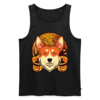 Full Moon Pumpkin Dogs Gift Halloween Corgi - Men's Premium Organic Tank Top - black - Front - Michal (187cm)