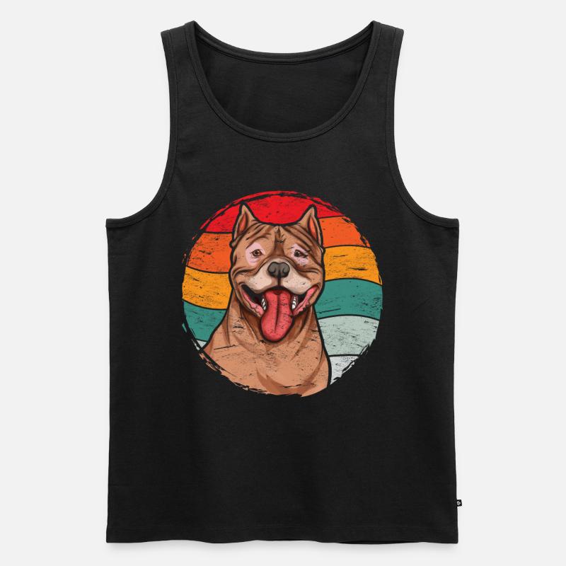 Retro Pitbull - Männer Premium Bio Tank Top - Schwarz