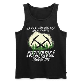 Erzgebirge Urlaub Erzgebirger - Männer Premium Bio Tank Top - Schwarz - Vorne - Michal (187cm)