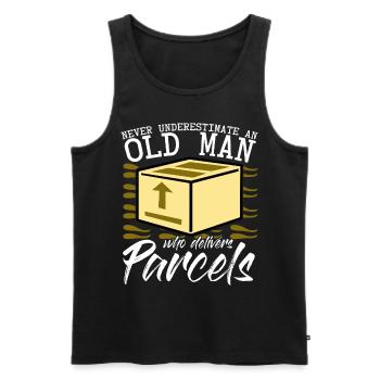 Parcel deliverer, postman, parcel carrier - Men's Premium Organic Tank Top - black - Front - AI Model Male 178 light (178cm)