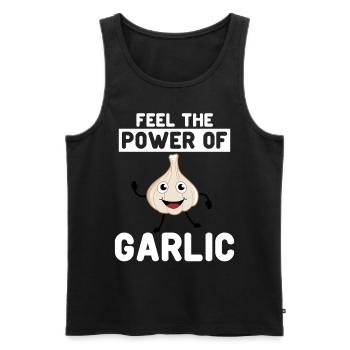 Feel the Power of Garlic - Männer Premium Bio Tank Top - Schwarz - Vorne - AI Model Male 178 light (178cm)