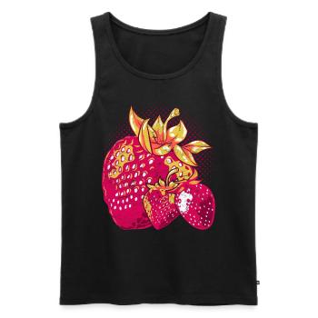 Sommer Frucht Obst Rote Beeren Geschenk Erdbeere - Männer Premium Bio Tank Top - Schwarz - Vorne - AI Model Male 178 light (178cm)
