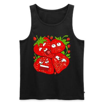 Rote Beeren Frucht Obst Geschenk Lustiges Erdbeere - Männer Premium Bio Tank Top - Schwarz - Vorne - AI Model Male 178 light (178cm)
