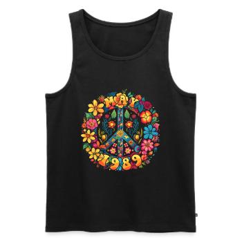 Flower Power Hippie Birthday - Mai 1989 - Débardeur bio Premium Homme - noir - Devant - AI Model Male 178 light (178cm)