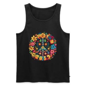 Flower Power Hippie Birthday - Juillet 2019 - Débardeur bio Premium Homme - noir - Devant - Michal (187cm)
