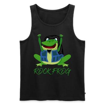 Frosch Rockmusik Frösche - Männer Premium Bio Tank Top - Schwarz - Vorne - AI Model Male 178 light (178cm)