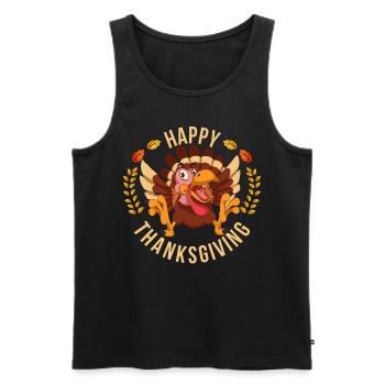 Frohes Erntedankfest Geschenk Vogel Truthahn - Männer Premium Bio Tank Top - Schwarz - Vorne - Michal (187cm)