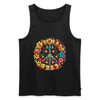 Flower Power Hippie Birthday - Septembre 1989 - Débardeur bio Premium Homme - noir - Devant - AI Model Male 178 light (178cm)