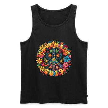 Flower Power Hippie Birthday - Novembre 2019 - Débardeur bio Premium Homme - noir - Devant - Michal (187cm)