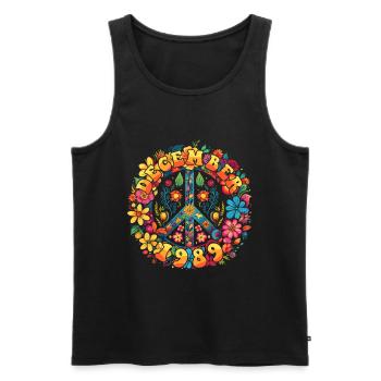 Flower Power Hippie Birthday - Décembre 1989 - Débardeur bio Premium Homme - noir - Devant - AI Model Male 178 light (178cm)