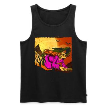 Witch's Broom Halloween Gift Full Moon Witch - Men's Premium Organic Tank Top - black - Front - Michal (187cm)
