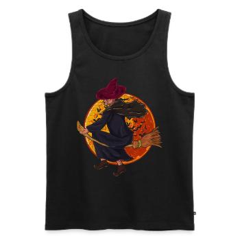 Full Moon Witch’s Broom Cadeau Sorcière d’Halloween - Débardeur bio Premium Homme - noir - Devant - Michal (187cm)