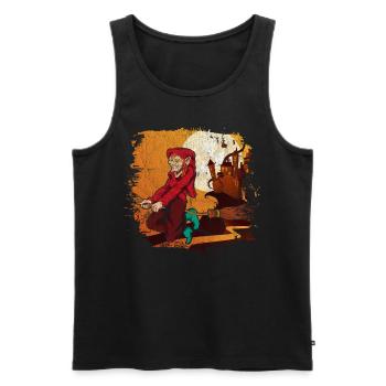 Sorcières de pleine lune Balai Sorcière effrayante d’Halloween - Débardeur bio Premium Homme - noir - Devant - Michal (187cm)