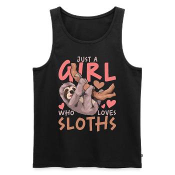 Tropical Animal Girl Gift Zoo Sloth - Men's Premium Organic Tank Top - black - Front - Michal (187cm)