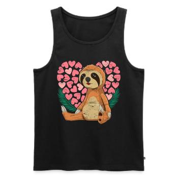 Zoo Animal Paresseux Coeur Cadeau Amour Paresseux - Débardeur bio Premium Homme - noir - Devant - Michal (187cm)