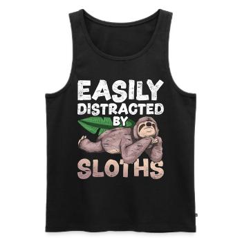 Easily distracted by sloths Funny sloth - Men's Premium Organic Tank Top - black - Front - Michal (187cm)