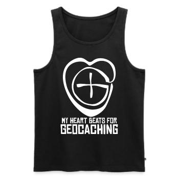 Cœur de Geocacher Chasse au trésor Géocache - Débardeur bio Premium Homme - noir - Devant - Michal (187cm)