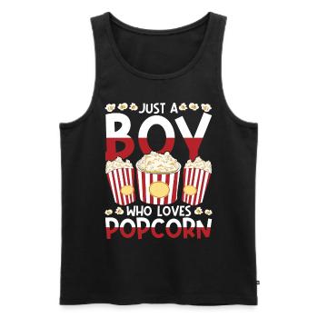 Juste un garçon qui aime le pop-corn Snack Popcorn - Débardeur bio Premium Homme - noir - Devant - Michal (187cm)